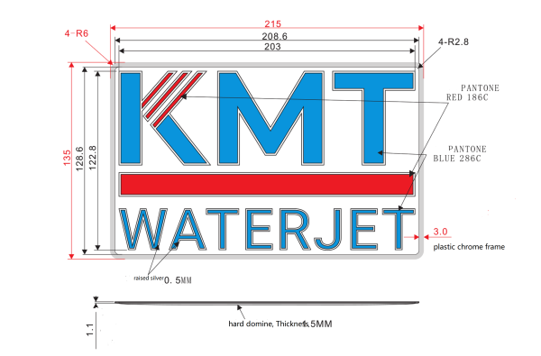Domed Aluminum Nameplates for Industrial Equipment and Waterjet System Brands